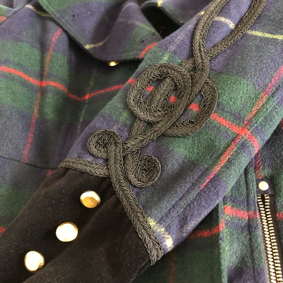 Boston Proper Navy Plaid Jacket with Red and Green Stripes - Picture 3 of 5